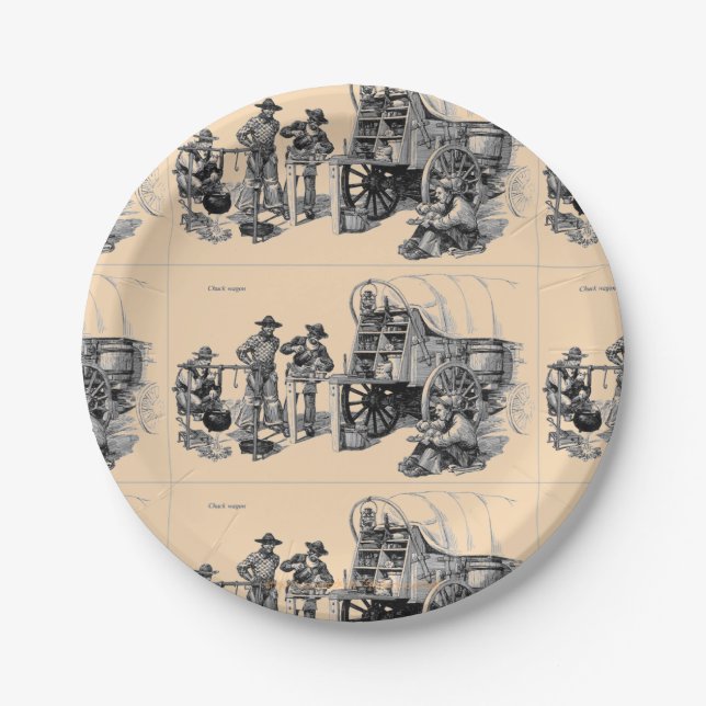 Assiettes En Carton "Repas à l'allure d'un ranch à roues" (Devant)