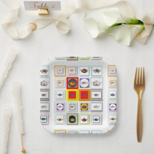 Assiettes En Carton Répétition de la théière