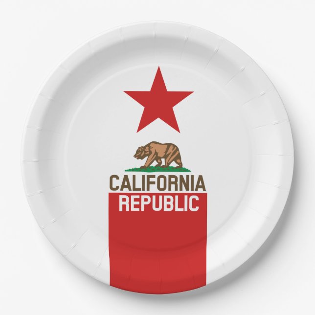 Assiettes En Carton RÉPUBLIQUE DE CALIFORNIE Drapeau d'État Red Star D (Devant)