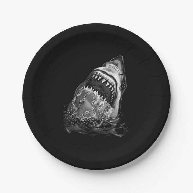 Assiettes En Carton Requin effrayant (Devant)
