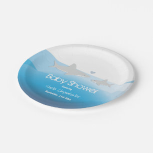Assiettes En Carton Requins mignons et océan Plaque de papier Baby