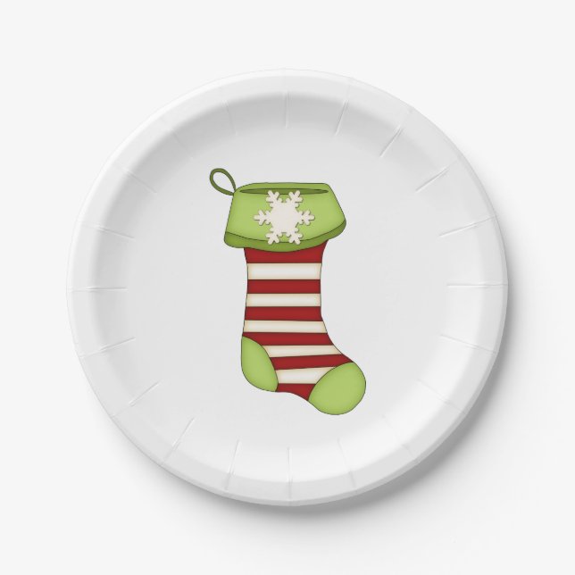 Assiettes En Carton Réservoir de Noël rouge et vert (Devant)