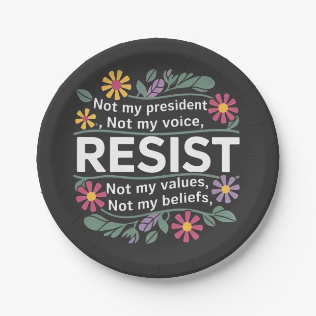 Assiettes En Carton Résistez à une protestation botanique subtile cont (Devant)