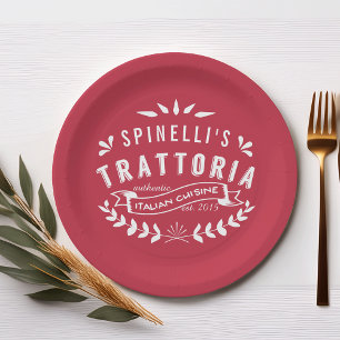 Assiettes En Carton Restaurant italien Trattoria personnalisé Logo