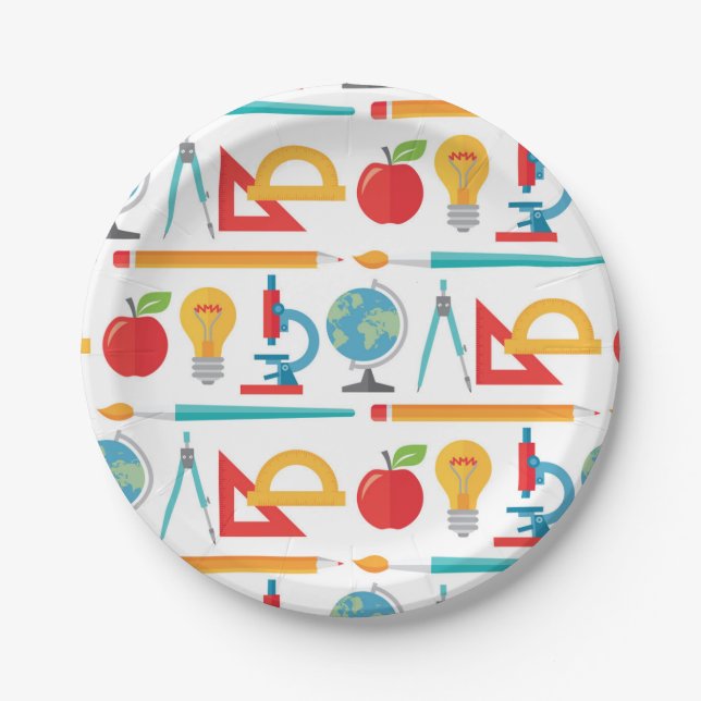 Assiettes En Carton Retour Au Motif De L'École - Enseignants (Devant)