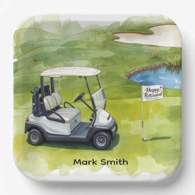 Assiettes En Carton Retraite de golf avec thème golf (Recto)