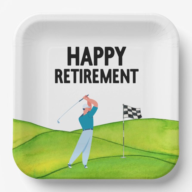 Assiettes En Carton Retraite de golf pour golfeur (Recto)
