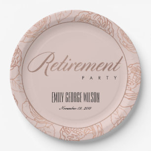ASSIETTES EN CARTON RETRAITE FLORALE DE LUXE ROSE ROSE BLANCHE