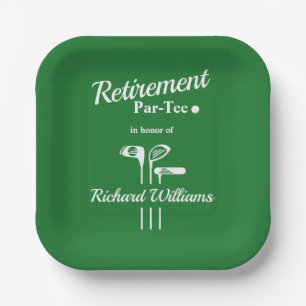 Assiettes En Carton Retraite Golf Clubs Vert Blanc Thème Par Tee