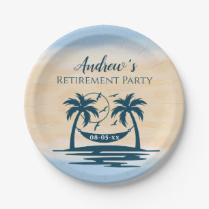 Assiettes En Carton Retraite Party Beach Palm Trees