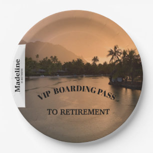 Assiettes En Carton Retraite Sunset Beach Boarding Pass Destination