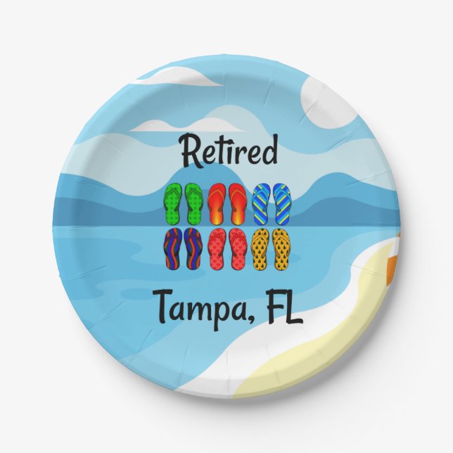 Assiettes En Carton Retraité—Tampa, Plaques papier FL (Devant)