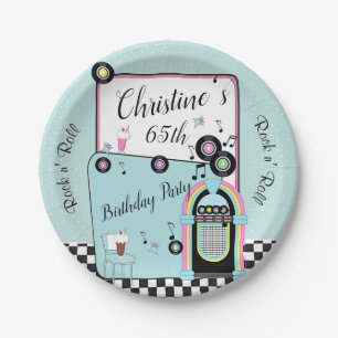 Assiettes En Carton Retro 1950's Diner Birthday Any Age
