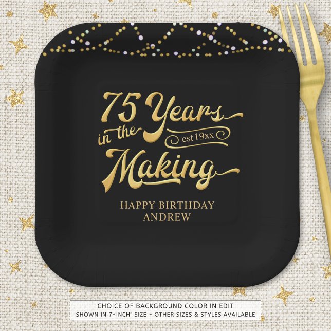 Assiettes En Carton Rétro 75e anniversaire 75 ans dans les lumières (Créateur téléchargé)