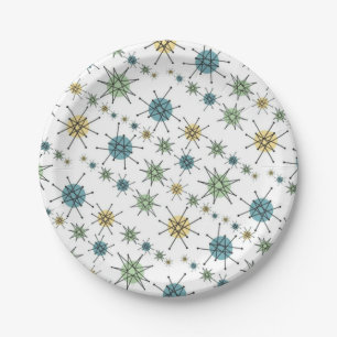 Assiettes En Carton Rétro âge d'espace de hippie Starburst atomique