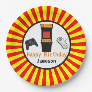 Assiettes En Carton Rétro anniversaire de console de jeu vidéo