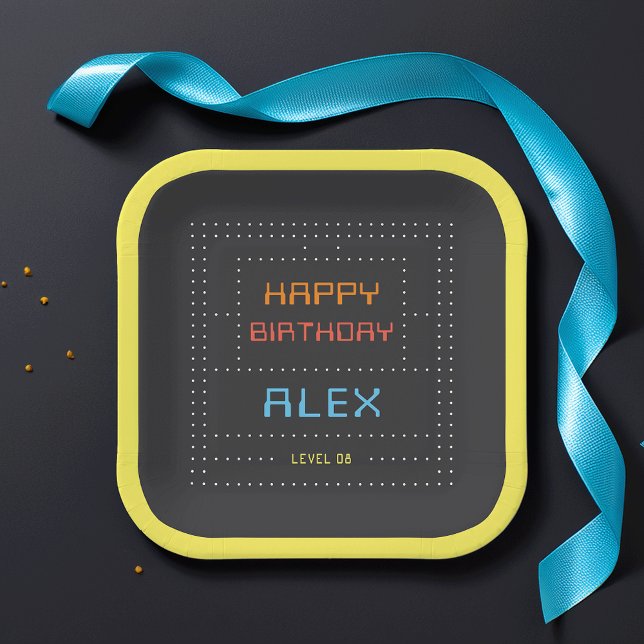 Assiettes En Carton Retro Arcade Game Anniversaire de enfant Party (Créateur téléchargé)