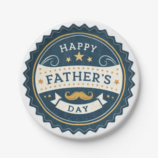 Assiettes En Carton Retro Badge Design wi