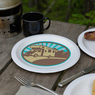 Assiettes En Carton Retro Campervan