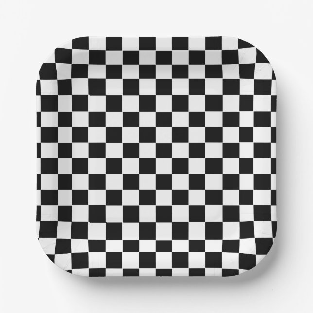 Assiettes En Carton Retro Checker Boy Girl Birthday Party (Recto)