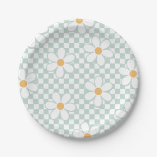 Assiettes En Carton Retro Checker Monnaie d'anniversaire Plaques papie