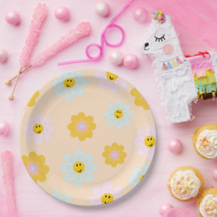 Assiettes En Carton Retro Daisy Anniversaire personnalisé Plaque papie