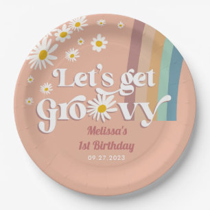 Assiettes En Carton Retro Daisy Obtenons Super Anniversaire