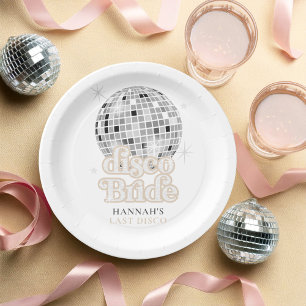 Assiettes En Carton Retro Dernière Mariée Disco Enterrement de Vie de 