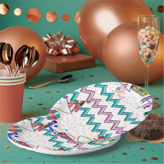Assiettes En Carton Rétro Funky 