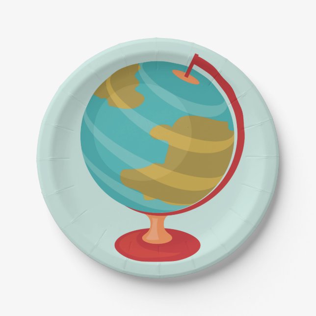 Assiettes En Carton Retro Globe Illustration Vintage Earth Map (Devant)