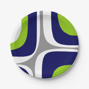 Assiettes En Carton Retro Groove Mid-Century Moderne Motif Abstrait