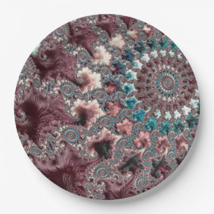Assiettes En Carton Rétro Groovy Éclectique Bohémien Spirale Fractale
