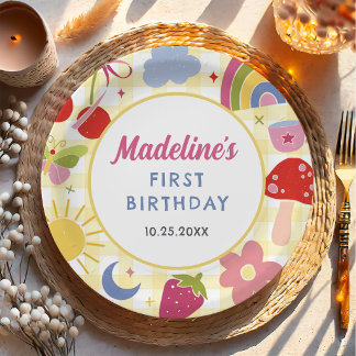Assiettes En Carton Retro Hand Drawn Quirky Birthday Party