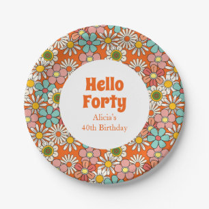 Assiettes En Carton Retro Hippie Super Fleur Bonjour Quarante Annivers