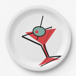 Assiettes En Carton Rétro Martini rouge