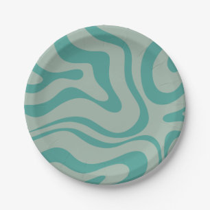 Assiettes En Carton Rétro Moderne Liquide Tourbillon Motif Abstrait Sa
