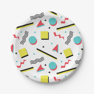 Assiettes En Carton Rétro motif 90s sans couture