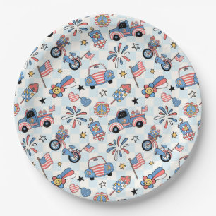 Assiettes En Carton Rétro patriotique États-Unis 4 juillet