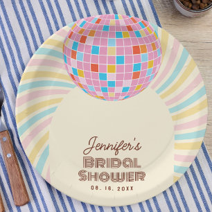 Assiettes En Carton Retro Pink Disco Ball Super Boho Fête des mariées
