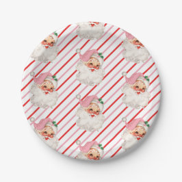 Assiettes En Carton Retro Pink Père Noël Oh Quel Amusant