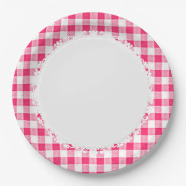 Assiettes En Carton Retro-Quotidien_Pique-Nique_Pink-Check_Plaid