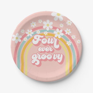 Assiettes En Carton Retro Rainbow Quatre Ans Toujours Groovy