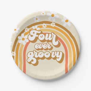 Assiettes En Carton Retro Rainbow Quatre Ans Toujours Groovy