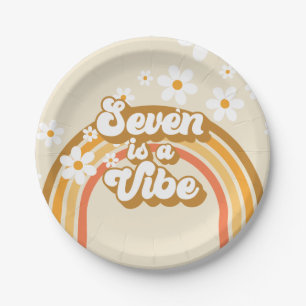 Assiettes En Carton Retro Rainbow Seven est une Vibe Groovy 7ème Anniv