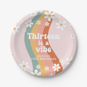 Assiettes En Carton Retro Rainbow Thirteen est un 13ème anniversaire d
