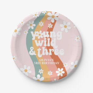 Assiettes En Carton Retro Rainbow Young Wild Three Daisy