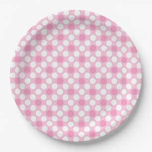 Assiettes En Carton Rétro rose pois