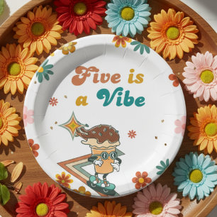 Assiettes En Carton Retro skateboard FIVE est un Vibe 5e anniversaire
