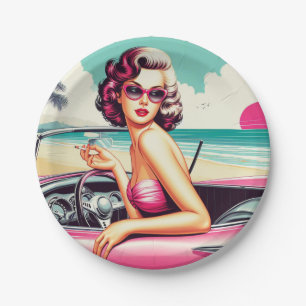 Assiettes En Carton Retro Summer Girl