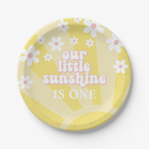 Assiettes En Carton Retro Sunshine Daisy boho anniversaire
